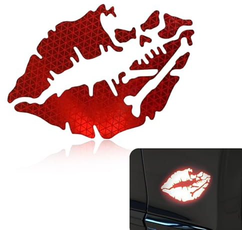 1 x Motorradhelm-Aufkleber, Lippen, reflektierender Aufkleber, personalisierte Stoßstangen-Aufkleber, passend für Autos, Motorräder, Helme, Windschutzscheiben, Laptops, Handys (rot)