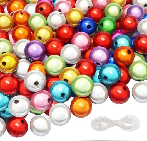 TOAOB 200 Stück Acryl Reflektierende Perlen Wunderperlen 10 mm Illusionsperle für Armbänder Halsketten Schmuckherstellung Hübsch Unter Licht