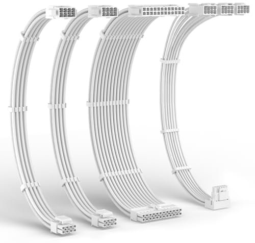 LTC 12VHPWR PSU Cable Extension Kit, 16AWG PCI-E 5.0 Power Supply PC Cable Extension, 1x 24 Pin ATX /2X 8Pin (4+4) EPS Cable / 3X (6+2P) to 12+4 Pin GPU, Soft Braided Sleeve Cable Combs, 300mm