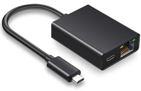 YEZriler Ethernet Adapter for Fire TV Stick, Micro USB to RJ45 Ethernet Adapter Compatible with Fire TV Stick/4K/4K Max, Cube, Chromecast Ultra Audio - Black