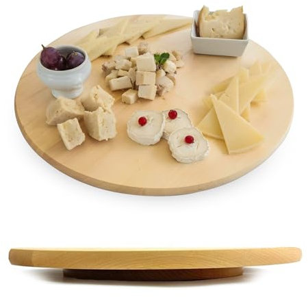Lazy Susan Turntable for Dining Table | Large Rotating Food Serving 35cm Lazy Susan Table | Food Turntable for Both Indoor & Outdoor | Round Table Centrepiece Tray (Hevea Wood)