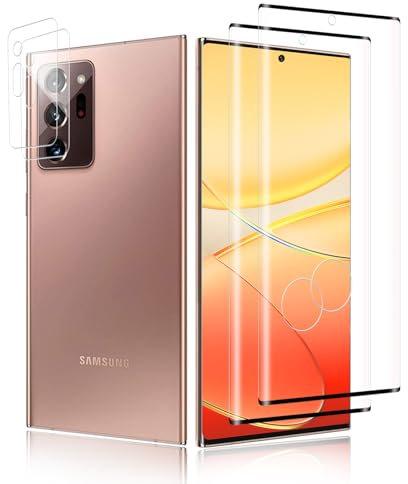 2+2 Stück Schutzfolie für Panzerglas für Samsung Galaxy Note 20 Ultra mit Kameraschutz Folie, 9H Fingerabdruck Kratzfest Schutz Glas Note 20 Ultra Displayschutz, Anti-Blasen Note 20 Ultra Schutzglas