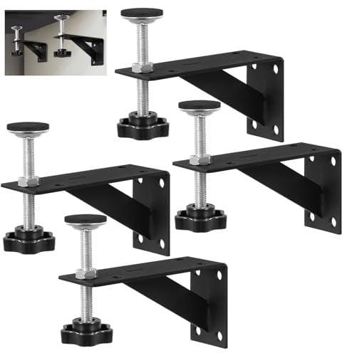 Teodute 4 soportes de fregadero de montaje inferior, soporte ajustable para fregadero, soportes de soporte para fregadero para el hogar, cocina, baño (negro)