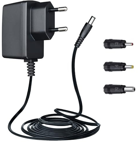 Adaptador de alimentación 5 V 1 A/1000 mA AC 100-240 V 50/60 Hz a CC 5 V 1 A 5 W Conector de pared medio positivo, cable largo 1,8 m para un uso estable y flexible, 3 consejos incluidos, certificación