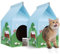 Nobleza Katzenhaus Pappe mit Kratzbretter Katze & Katzenminze, Einfach zu Montierendes Katzen Kratzmöbel, Kratzbrett Katzenhöhle für Indoor-Katzen&Kleine Tiere (2 Pack)