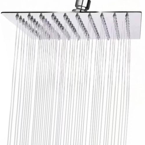 Bosmsaslad Soffione Doccia, 10 Pollici Pioggia in Acciaio Inox Soffione Doccia, Quadrato Regolabile 360° con Getti Silicone Anticalcare, Ultra Sottile Risparmio Idrico Soffione Doccia Alta Pressione