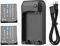 Chargeur de batterie NP-6L avec voyant LED + 2 batteries NP-6L 3,7 V 700 mAh avec câble de charge USB, chargeur de batterie 3,7 V