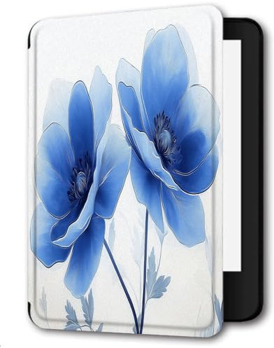 Case for 6 Kindle Paperwhite 5/6/7th Generation Case 2012,2013,2015,2016 Version (Model: EY21 / DP75SDI),Slim PU Leather Hard Cover for Kindle Paperwhite 6 inch,Super Blue Flower