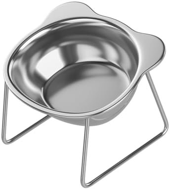 Cat Bowl Raised Single, 15° Tilted Feeding Bowl for Cats, with Non-Slip Metal Holder, Stainless Steel Feeding Bowl/Water Bowl in Cats Bowl Set for Cats and Dogs