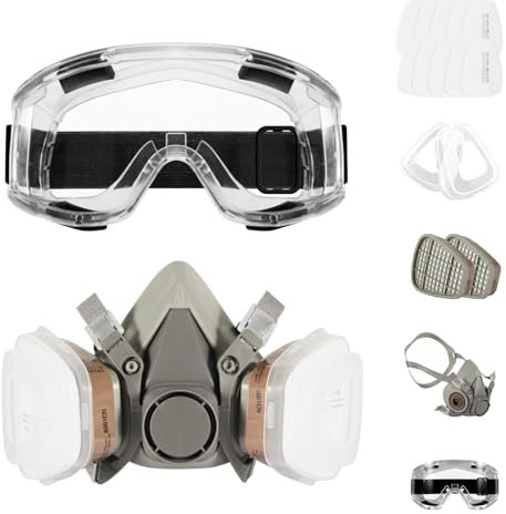 GLOSKIN Maschera Antigas,Maschera Antipolvere di Polvere con Filtro,Maschera Verniciatura Sostituibile Può Essere Riciclata per Prevenire Efficacemente L'inalazione di Gas Irritanti e Polvere. Pittore