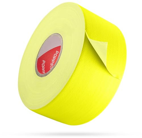 POPPSTAR Ruban adhésif néon UV 25m x 50mm, ruban adhésif fluorescent, néon jaune, 1 rouleau