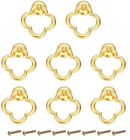 PATIKIL 8Pack Schubladenringgriffe 2.1 Zinklegierung Lochringe Für Schubladen Mit Schrauben Für Schrank Schublade Kommode Kleiderschrank Tür Gold