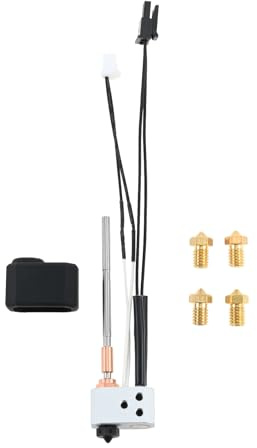Hotend Heizblock 0,4mm Düse 24V 40W Heizpatrone Extruder Set | Gehärtete Stahldüse,Messingdüsen,Thermistor,Silikon Abdeckung,Kompatibel mit Prusa I3 MK4,2x Extra Düsen