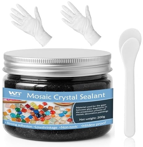 WAN2TLK Black Mosaic Crystal Grout 200g, No need to add water, direct caulking, Mosaics Tile Tools, Mosaic Crystal Sealant for All Tiles & Surfaces