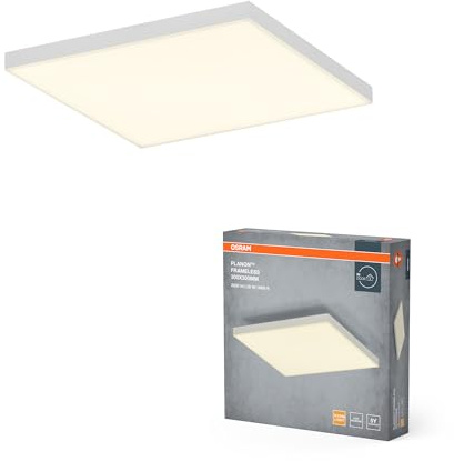 Osram Planon Frameless rahmenlose Panelleuchte in Weiß mit fortschrittlicher LED-Technik, 19 W, quadratische Form (300 x 300 mm), warmweiße Lichtfarbe bei 3000 K, Aluminium-Gehäuse