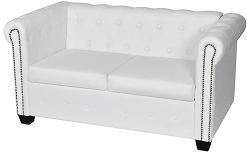 MOBCANT Chesterfield-Sofa 2-Sitzer Kunstleder Weiß Sofabezug Couch Modulares Sofa Schlafcouch für Hotel Empfangsraum Wohnzimmer Schlafzimmer