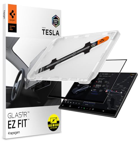 Spigen Glas.tR EZ Fit Verre Trempé pour Tesla Model Y L, Y Standard, Y Premium (2026) Y Performace (2024-2026), 16 Pouces, Mat, Anti-trace de doigt, 10H+ Protection écran