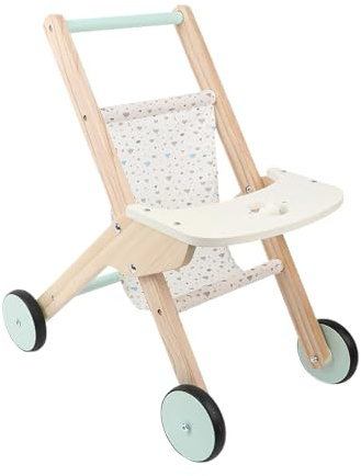 Schieber aus Holz | Lauflernhilfe Baby Kinderwagen Babypuppe | Motorik sensorische Aktivitäten Rollenspiel Wohnzimmer Outdoor Garten | erste Schritte Mädchen Geschenk