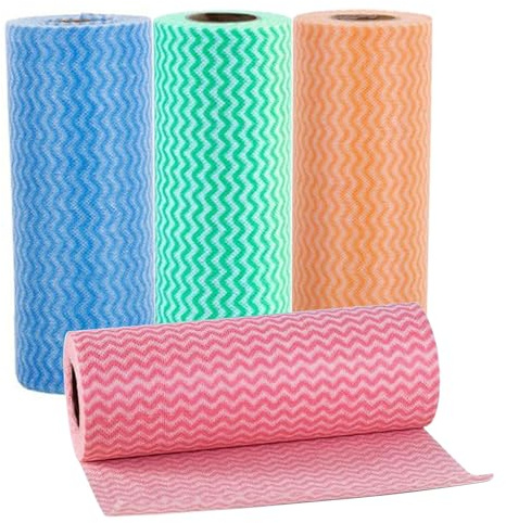 Hiuyavy J Cloth Roll, 4 Rolls All Purpose Cloths Cleaning Cloth Roll 180 Sheets Disposable Cleaning Cloths, Reusable Cleaning Cloth for Kitchen Bathroom Window Soft 19.5x6.5cm
