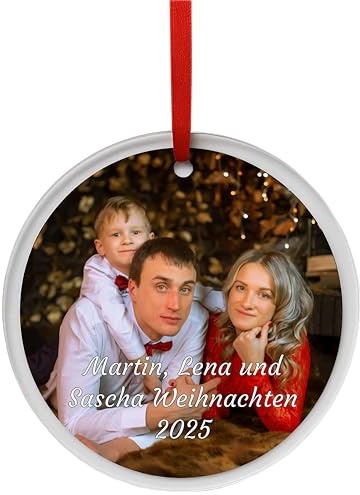 NEU! Personalisierter transparenter Acrylanhänger rund – mit Foto & Wunschtext – als Christbaumschmuck, Alternative zur Weihnachtskugel – für Deine Deko oder als Geschenk – eigenes Bild & Text