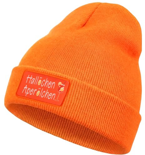 Szhhrxi Aperol Spritz Strickmütze “Hallöchen Aperölchen” für Karneval – Orange Beanie Mütze für Damen & Herren | Weiche Winterbeanie aus 100% Acryl für Ski, Party –Perfekte Aperol Geschenk