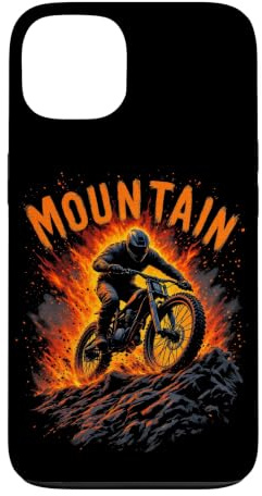 Hülle für iPhone 13 Dynamischer Mountainbiker in feuriger Action
