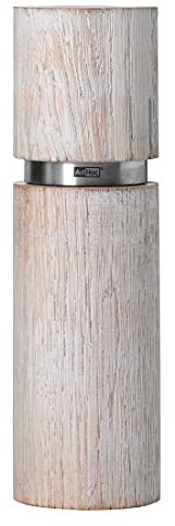 AdHoc MP26 Pfeffer- oder Salzmühle TEXTURA ANTIQUE GRANDE, weiß, Keramik Mahlwerk CeraCut®, Eschenholz/Edelstahl