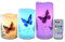 UNIVELA Candles Lot de 3 bougies chauffe-plat non parfumées en cire véritable Motif papillons et fleurs 12 couleurs changeantes 4 h 8 h Fonctionne avec piles