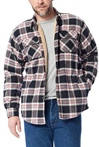 Wrangler Authentics Herren Long Sleeve Sherpa Lined Shirt Jacket Hemd mit Button-Down-Kragen, Caviar, M