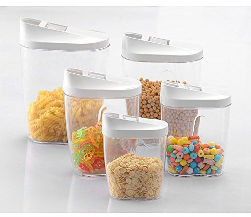 Jzhen 5 Pieza Botes de Almacenamiento Cocina, Juegos de Recipientes Herméticos de Plástico