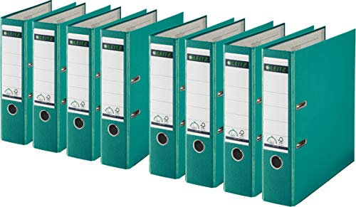Leitz 1010 Qualitäts-Ordner Plastik breit, mit patentierter 180º-Präzisionsmechanik 8er Pack türkis