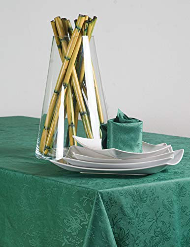 ESSE HOME - Confestyl – Tovaglia con 6 tovaglioli (Servizio Tavola) – Rettangolare - Fiandra Jacquard Puro Cotone - Made in Italy – Prodotto Artigianale - Iris 598 (150x180, Servizio Verde Scuro)