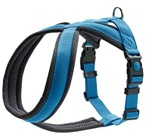HUNTER Hundegeschirr LONDON COMFORT, atmungsaktives 3D-Mesh, 2-fach verstellbar, Sicherheitsverschluss, reißfest, leicht & pflegeleicht, Farbe: Hellblau, Größe: L/1