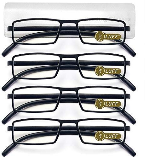 LUFF 4 Stück Lesebrille Flexible Bügel, Anti-Blaulicht- und Ultraleicht-Lesebrille für Unisex