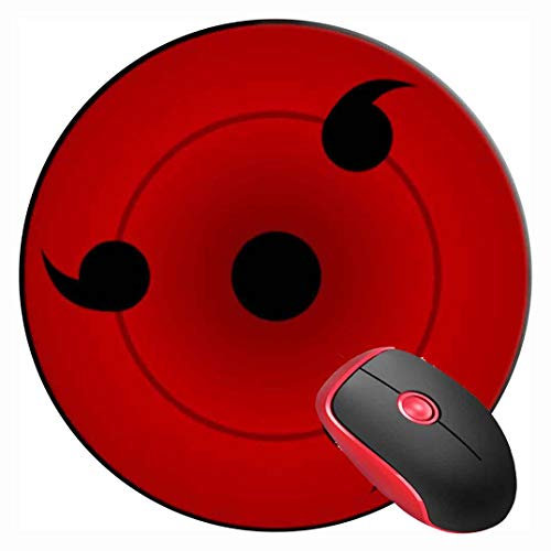 Mauspad Sharingan, rundes Mauspad, rutschfeste Gummiunterseite, Mauspad für Laptop und Computer