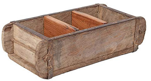 LEBENSwohnART Ziegelform BATA-3 mit DREI Fächern und Metallbeschlägen Gewürzregal Wandregal