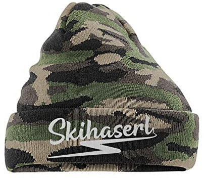 tshirtladen Skihaserl Mütze Wintermütze Camo Unisex perfekt für den Winter und Wintersport