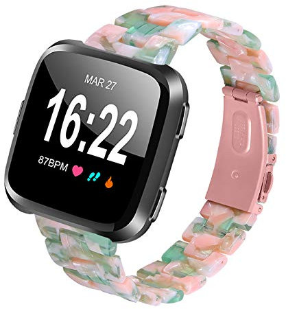 TopTen Bracelet de montre compatible avec montre connectée Fitbit Versa 2/Versa/Versa Lite/Versa édition spéciale, bracelet fin en résine, accessoire de rechange réglable, E, Sangle