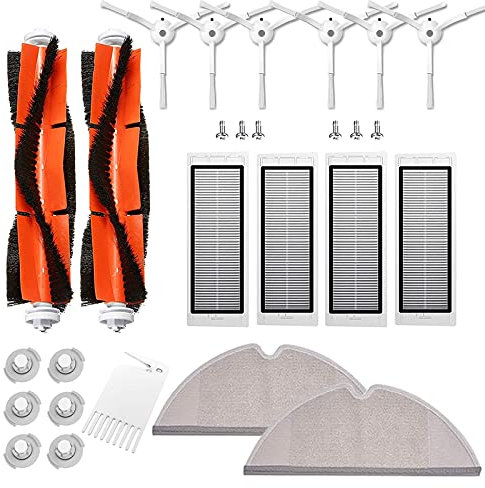 APZOVO Zubehör für Xiaomi Saugroboter, Ersatzteile für Xiaomi Roborock S50 S51 S55 S5 max S6 S60 S65, HEPA Filter, Hauptbürste, Wischtücher, Seitenbürste - 27 teilig