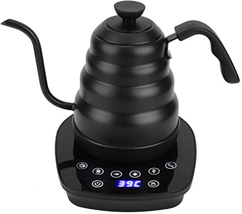 Bouilloire Électrique à Long Bec, Bouilloire à Café en Acier Inoxydable de 1,2 L, 1000 W, Affichage Numérique à LED, Contrôle de Température Variable, Chronomètre de Brassage Intégré