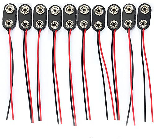 10 Stück schwarz HartkunststoffgehäuseBatterie Clip Anschluss mit 15cm Anschlusskabel für 9v Blöcke I-Form