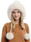 Malaxlx Damen Wintermütze Weiß Peruanische Mütze Strickmütze Warme Winter Beanie Mütze Fellmütze Pelzmütze Bommelmütze Plüsch Ohrenklappe Mütze