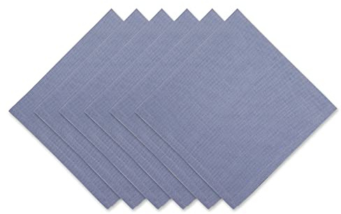 DII Solid Pastel Napkin Set Cotton, Machine Washable, 20x20 Inch, Stonewash Blue, 6 Count