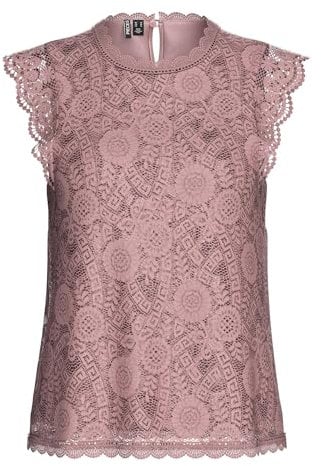 PIECES Pcolline SL Lace Top Noos BC, Rosa in Legno, S Donna
