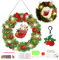 5D Diamant Malerei Set, DIY Türkranz Weihnachten mit LED Lampengürtel Schlüsselanhänger Aufhängerkette Diamantstift Weihnachten Runde Kranz Weihnachtskranz für Erwachsene Kinder Weihnachtsgeschenke