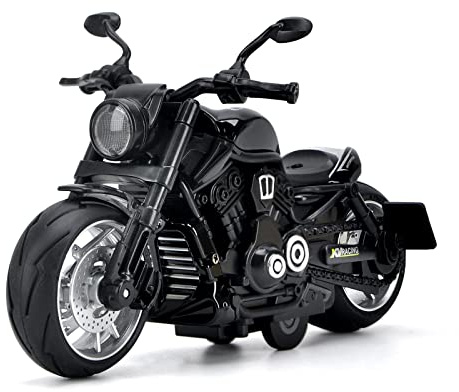 CYYSFIVQZ Toy Motorcycle,Pull Back Motorcycle Toy with Sounds and Lights,1:12 Alloy Motorcycle Model for Boys,Pull Back Motorcycle Toys Gift for Boy Girl (Black)