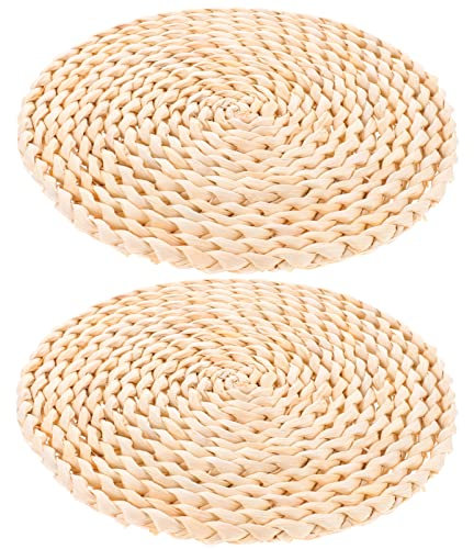 Alipis 2st Stroh Isolierung Tischset Rattan-tischsets Gewebter Untersetzer Heißer Topfuntersetzer Untersetzer Seegras Runde Gewebte Platzdeckchen Weben Tischdecke Getrocknete Maisschalen