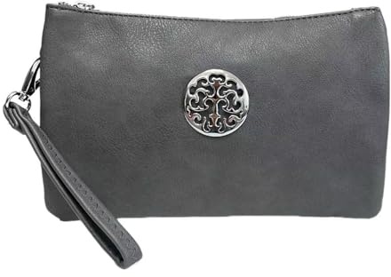 LeahWard Women's Wristlet Purse,Cross Body Bag For Women, Small Messenger Bag, 2 Compartment Cross Body Bag (Dark Grey)