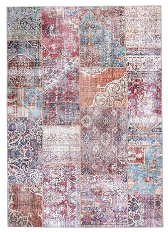 FRAAI | Home & Living Teppich Patchwork - Azara Rot - 300x400 cm | Baumwolle, Polyester - Flachgewebe - Patchwork - Klassik, Orientalisch - Wohnzimmer, Esszimmer, Schlafzimmer