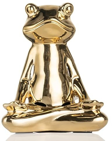 Goldene Froschstatue Keramik Yoga Tier Figur Zen Frosch Statuen für Zuhause Tisch Spirituelle Raumdekoration A